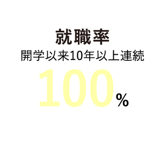 就職率開学以来10年以上連続100％